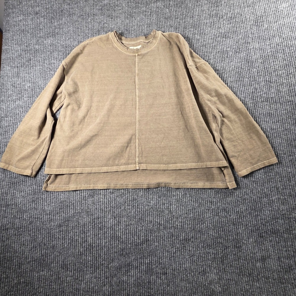 Madewell Womens Small Mineral Wash Seamed Oversized Sweatshirt Brown Long Sleeve